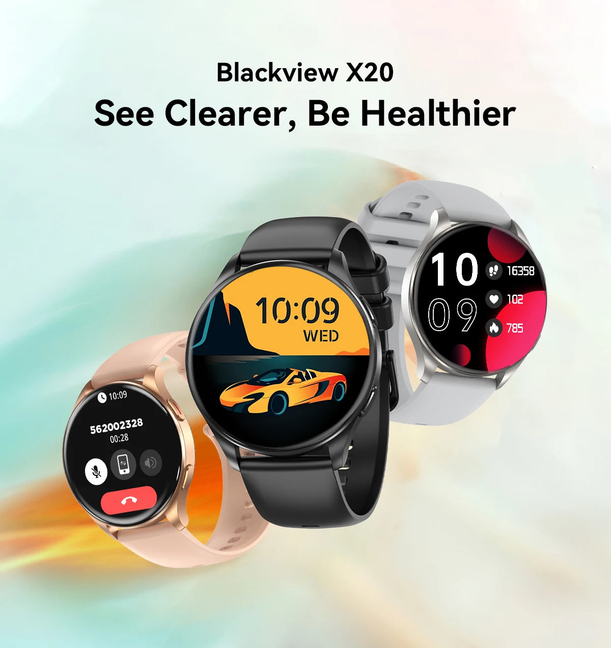 Blackview 2024 New Smartwatch X20 Watch AMOLED Display Hi-Fi Bluetooth Phone Calls Health and Fitness Tracking  for ISO Android