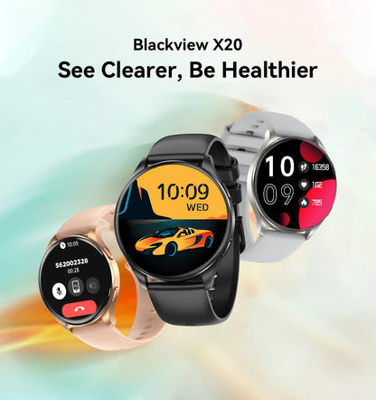 Blackview 2024 New Smartwatch X20 Watch AMOLED Display Hi-Fi Bluetooth Phone Calls Health and Fitness Tracking  for ISO Android
