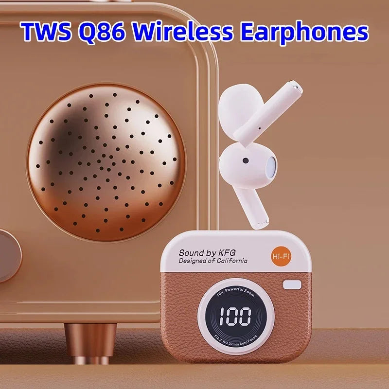 Q86 Tws Wireless Earphones Noise Reduction Sports Music with Microphone Hi-Fi Bass Hd Voice Bluetooth Earbuds with Led Display RELUX.STORE
