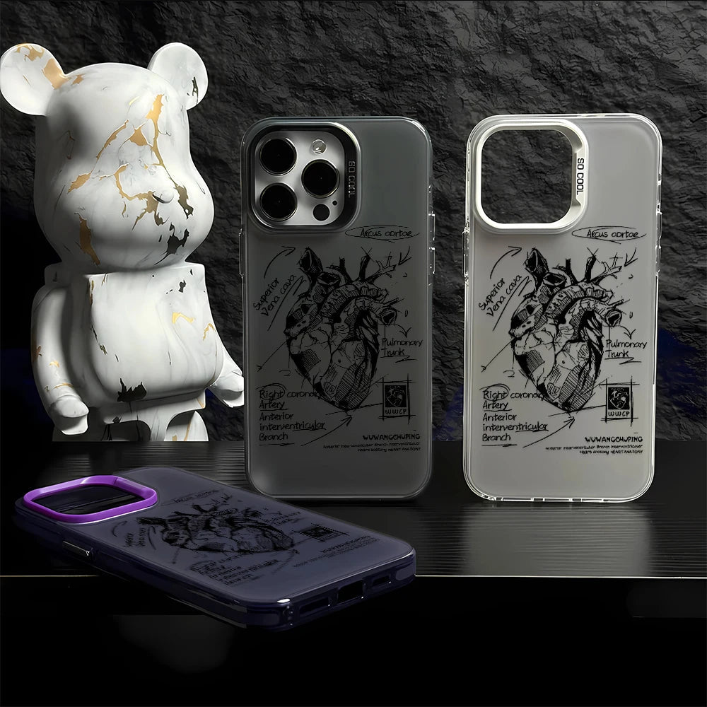 Creative Cardiovascular model Heart Medical Phone Case For iPhone 15 Pro Max 11 12 13 14 16 Pro XS XR 7 8 Plus Anti-drop Cover RELUX.STORE