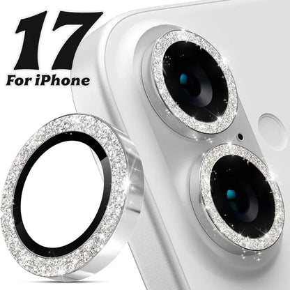 For iPhone 17 Pro Max 17Air 16 Metal Glitter Bling Lens Film HD Glass Camera Protective Cap For iPhone15 Camera Protector Ring RELUX.STORE