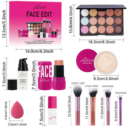POPFEEL All In One Makeup Kit Eyeshadow Powder Lipgloss Lipoil,Valentine's Day Gift for Girls Women RELUX.STORE