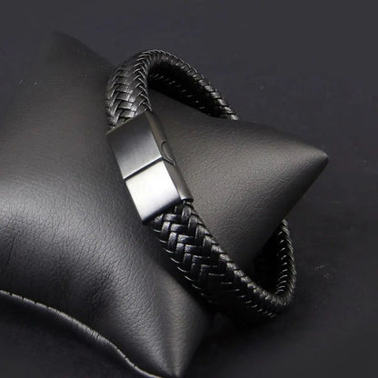 Retro Men's Leather Open Bangle, Simple Multi-Size Woven Leather Hand Rope, Outdoor Sports Gift RELUX.STORE