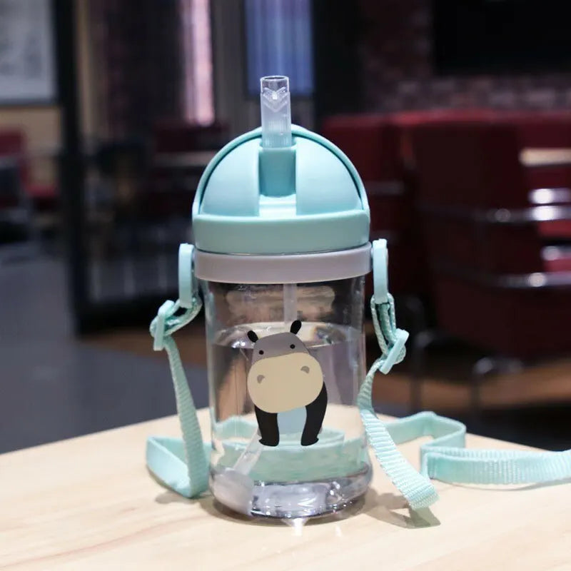Kids Water Bottle 350ml Leak Proof Sippy Cup with Gravity Ball Straw Wide Mouth for Toddler Baby Cup Auto-Sealing Straw Cup
