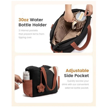 Women's Tote Work Bag for Teachers and Nurses - Daily Travel Handbag with Cup Holder Durable Polyester Fabric