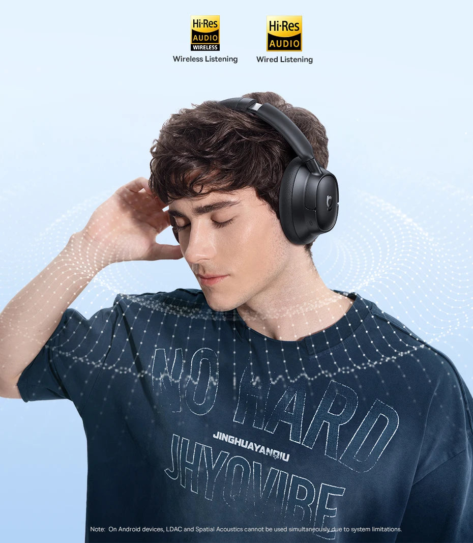 Baseus EH10 NC ANC Wireless Headphones 45dB Adaptive Hybrid Noise Cancelling Headsets Hi-Res LDAC Headphone Bluetooth 6.0 80Hrs