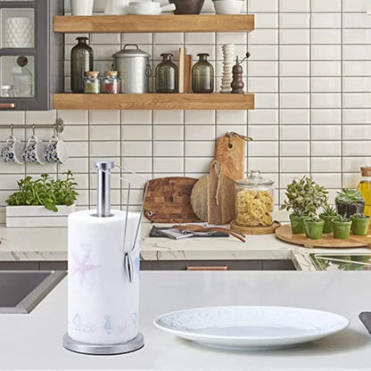 1 PC Paper Towel Holder, Stainless Steel Standing Paper Towel Organizer Roll Dispenser for Kitchen Countertop Home Dining Table