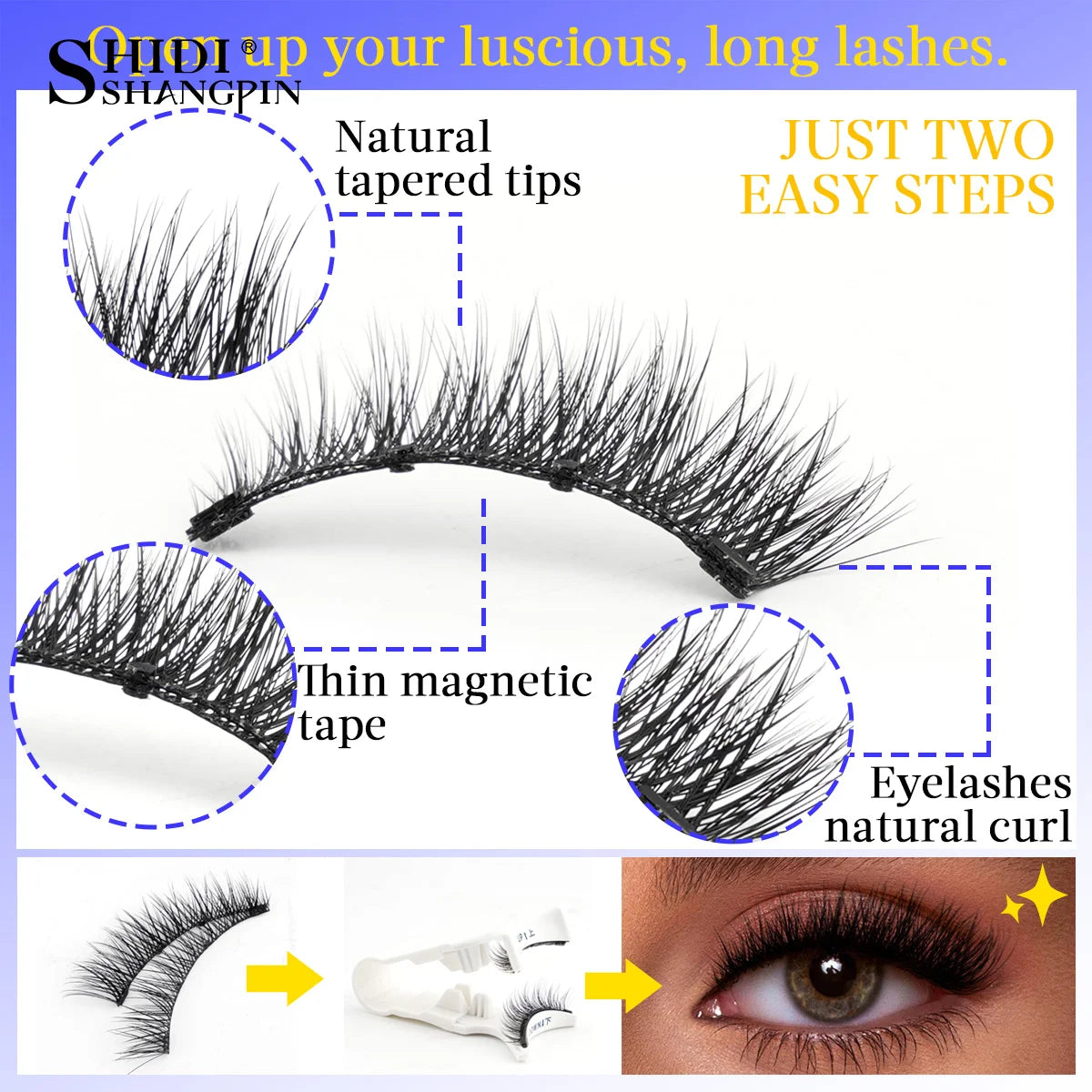 1 Pair Reusable Magnetic Eyelashes Tweezers Set Faux Mink Lashes Handmade 3D Natural False Eyelashes and Magnetic Tweezers Set RELUX.STORE