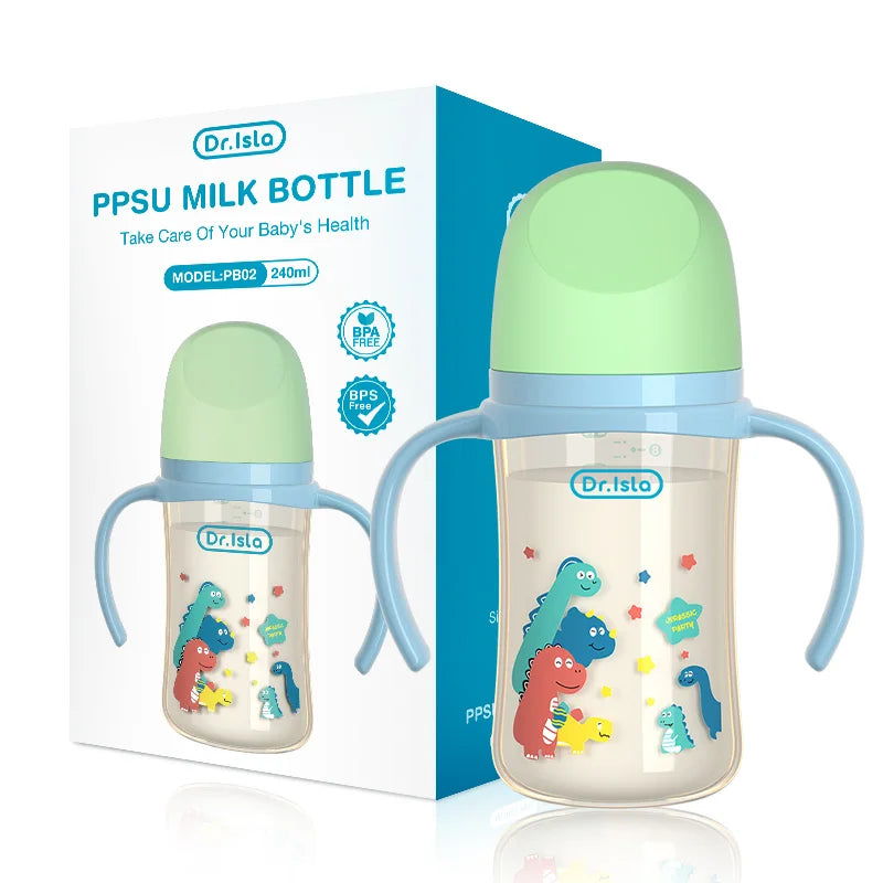 MAMIJOY 160/240ML PPSU Baby Bottle Double Handle Infant Drop-proof Baby Wide-caliber Milk Bottle Newborn Feeding Bottle BPA Free
