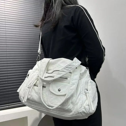 Ladies' fashion Y2K spicy girl retro vintage vintage vintage tote bag, large capacity vintage multi pocket shoulder bag