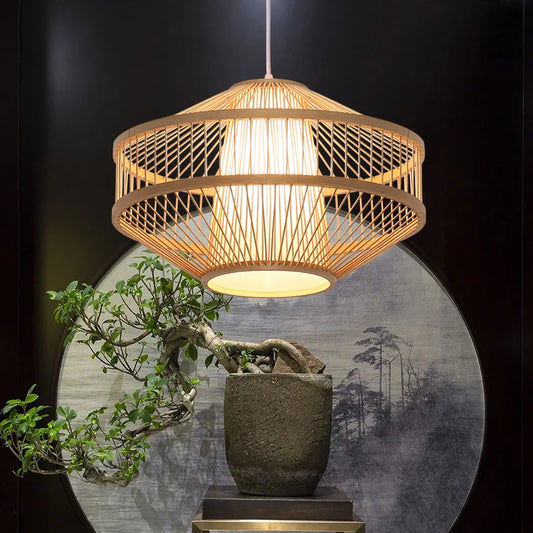New Chinese Style Bamboo Chandelier Restaurant Lamps Creative Features Restaurant Bar Hot Pot Restaurant Tea House Pentent Lamp