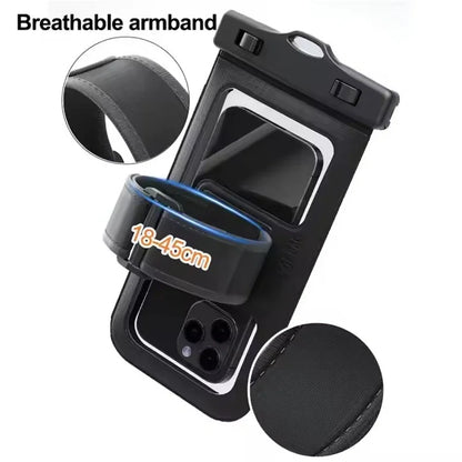 2 in 1 Waterproof Armband Bag Phone Case for IPhone 16 15 14 13 12 11 Pro Max IPhone16 ProMax Swim Dry Pouch Cover with Lanyard