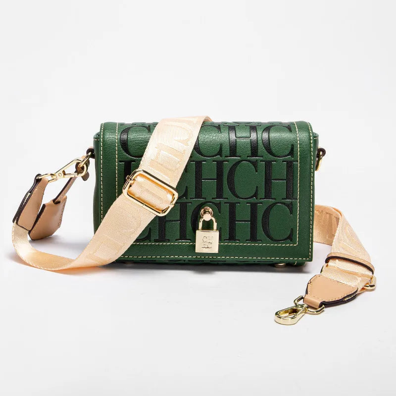 Fashion Design Model Metal Accessories Buckle Women's Shoulder Bag Luxury Brand 2025 Fashion Solid Colour Printed Head Bag RELUX.STORE