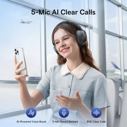 Baseus EH10 NC ANC Wireless Headphones 45dB Adaptive Hybrid Noise Cancelling Headsets Hi-Res LDAC Headphone Bluetooth 6.0 80Hrs