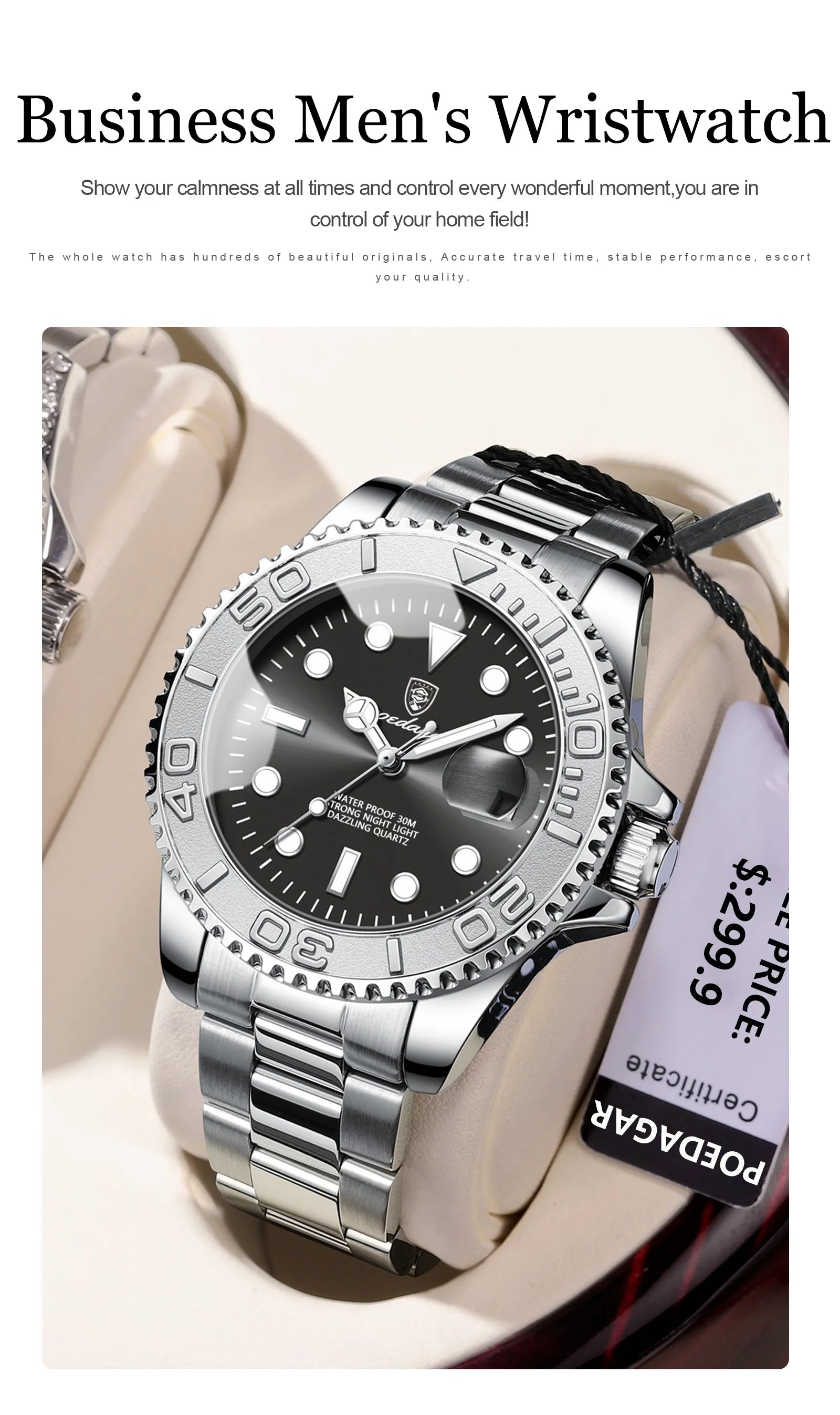 POEDAGAR Luxury Men Watch Business Quartz Man Clock Sports Waterproof Luminous Date Stainless Steel Men's Watches Male Reloj+box RELUX.STORE