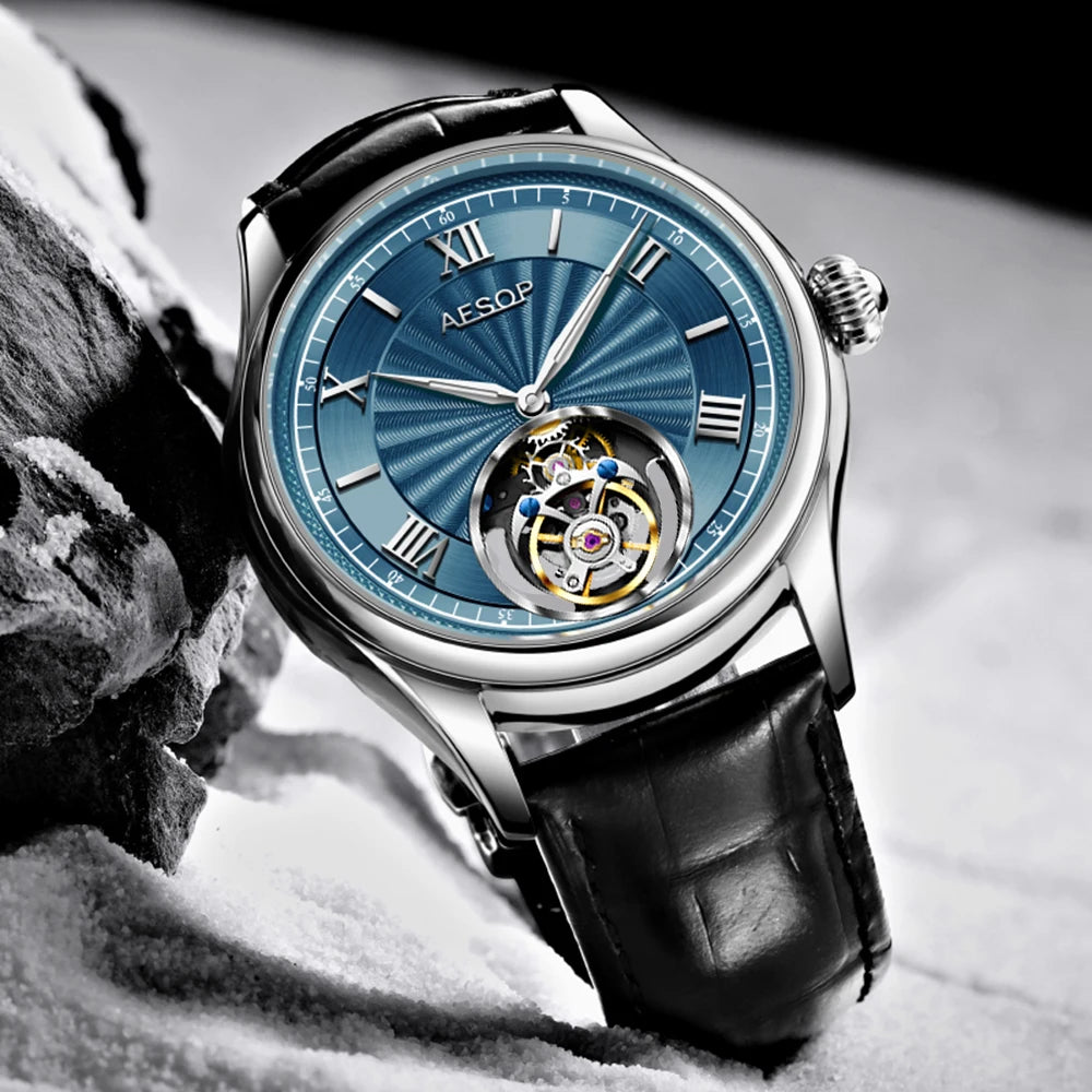 AESOP Official Watch Store Flying Tourbillon Movement Mechanical Wristwatches Skeleton Watches for Menes Luxury Waterproof 2025A