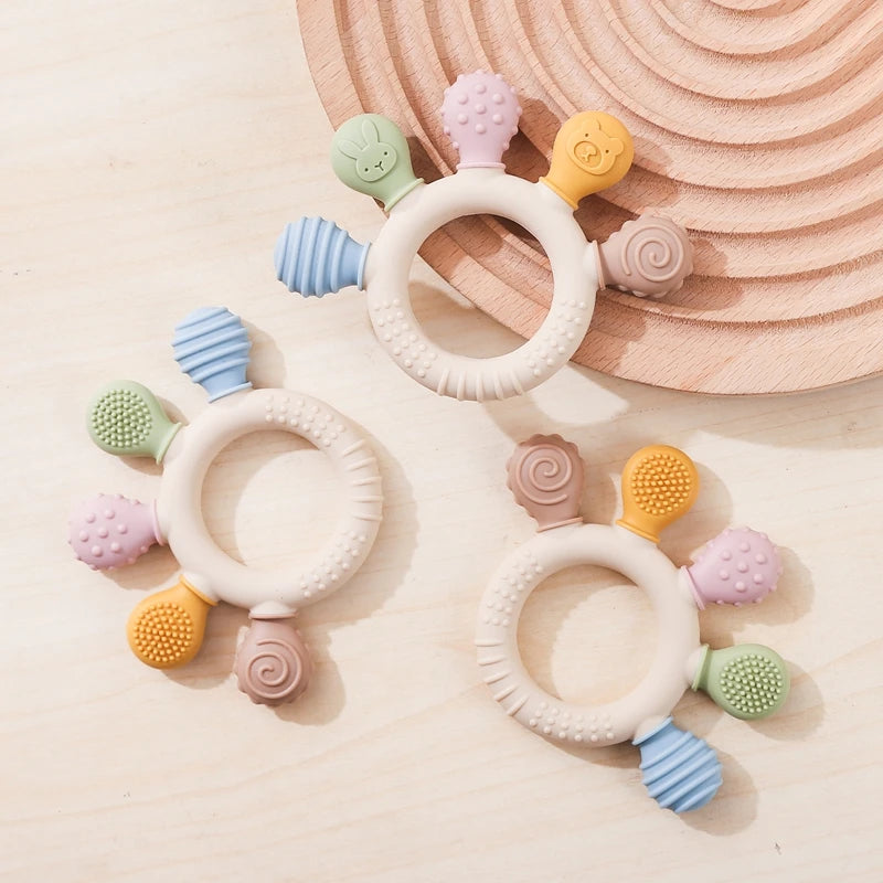 1Pc Silicone Teether Baby 0 12 Months Teething Toys Teether Ring Silicone Baby Teether Toys for Toddler BPA Free Baby Toys Gifts