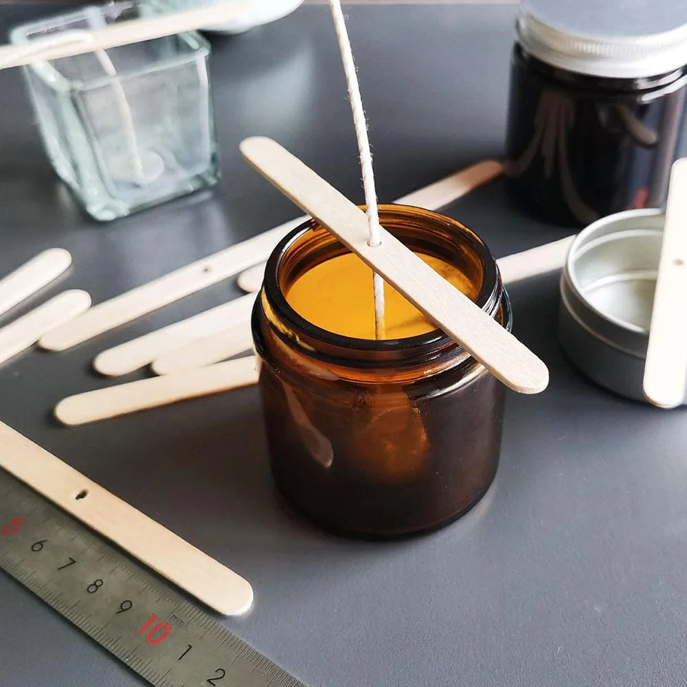 100pcs/bag Pre-Waxed Smokeless Candle Wicks with Holder DIY Cotton Thread Wicks Soy Wax Beewax Candle Wicks Making Accessories