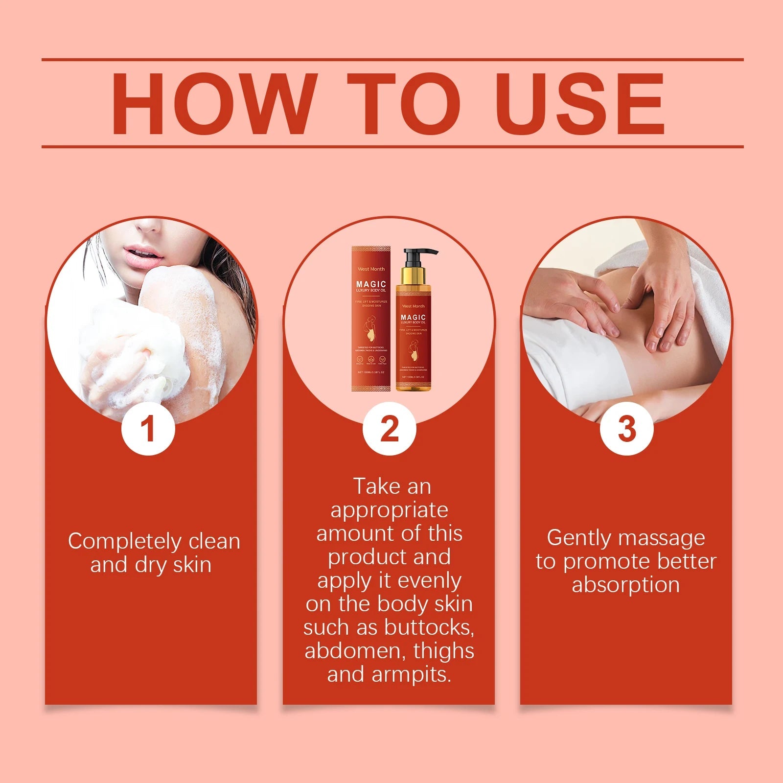 Body Firming Oil Deep Moisturizing Dry Skin Improve Sagging Skin Tightening Chest Thighs Nourishing Magic Luxury Body Care 100ml RELUX.STORE