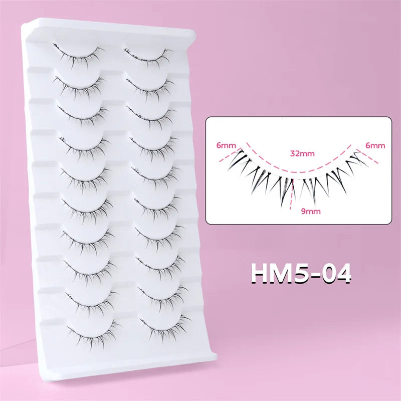 10Pairs Bottom Eyelashes Manga Lower Lashes Clear Band Wispy Small Flame Under Eye Lashes Korean Makeup Cosplay Tools RELUX.STORE