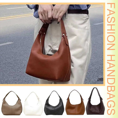 Women Simple Shoulder Purse PU Leather Soft Hobo Bags Solid Color Casual Armpit Handbag Girls Outdoor Daily Bag RELUX.STORE