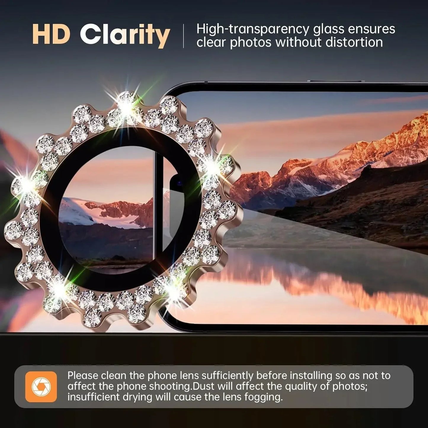 2-3Pcs Bling 3D Metal Gear Design Diamond Camera Lens Glass Protector For IPhone 16 17 Pro Max 16Plus Case Friendly Rings RELUX.STORE