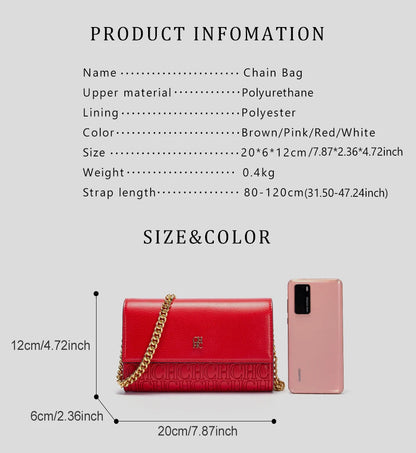 CHCH Women's Shoulder Bag New Magnetic Flip Chain Bag Brown Small Square Bag Wallet RELUX.STORE