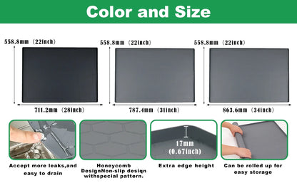 Under Sink Mat, 34"×22“ Silicone Bathroom Sink Mat, Under Sink Liner Drip Tray and Protectors for Bottom of kitchen Sink
