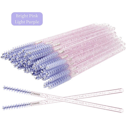 NEW 50Pcs Makeup Eyelash Brushes Disposable Crystal Eyebrow brush Diamond Handle Mascara Wand Applicator Lashes Extension Tools RELUX.STORE