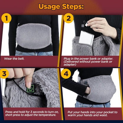 Electric Heating Pad Waist Belt Hand Warmer Winter Heater Cold-proof Uterus Warming Pad USB Charging Abdominal Heating Belt RELUX.STORE
