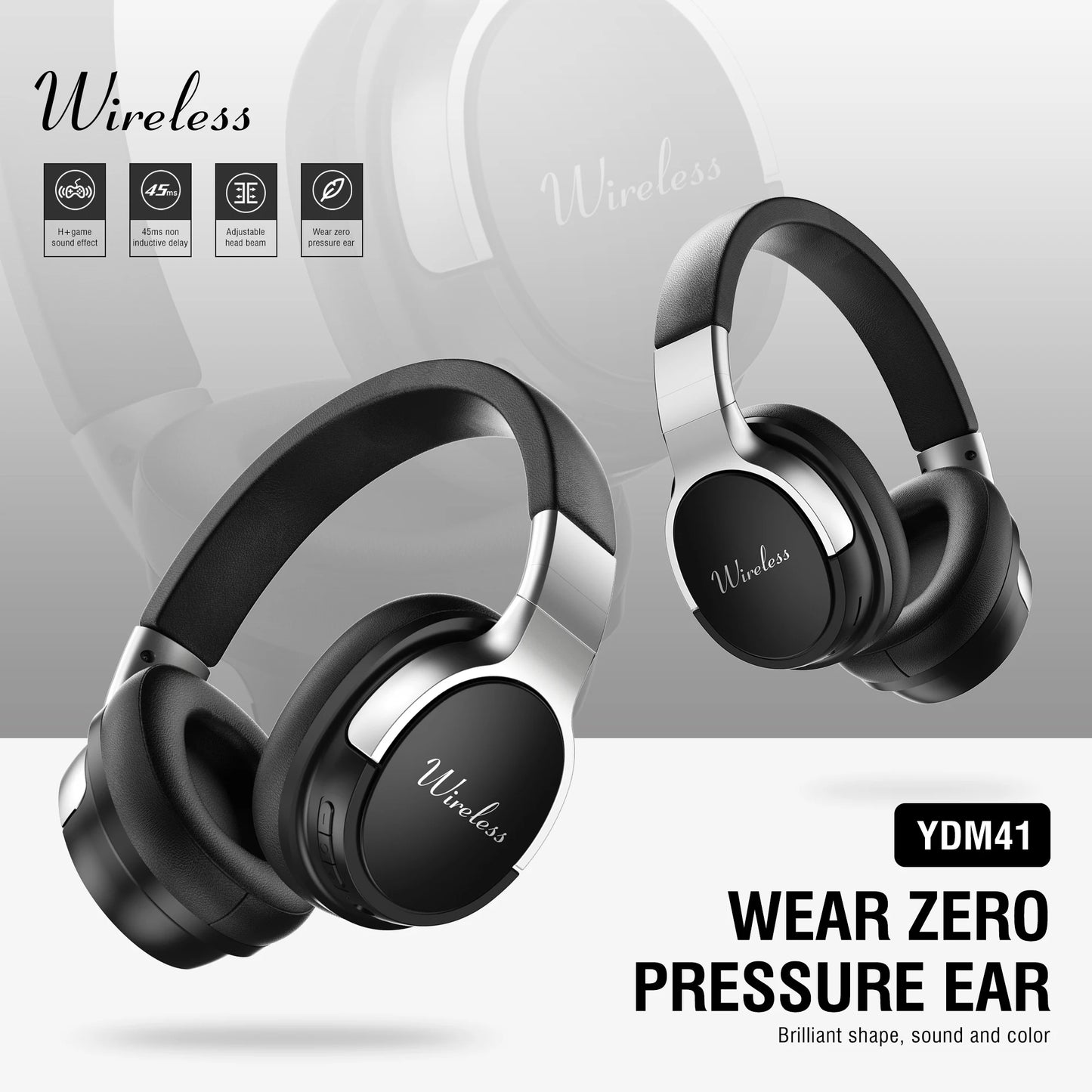 Bluetooth Wireless Over-Ear Headphones with 48H Playtime and with Microphone, HiFi Stereo Foldable Lightweight Headphones for de