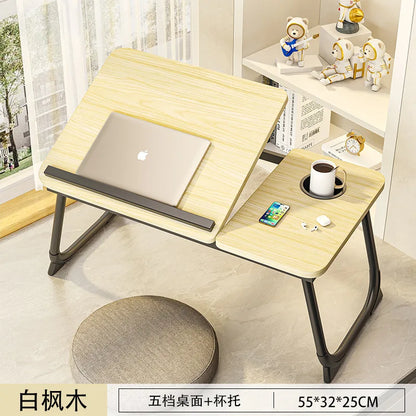 Foldable Bed Desk Adjustable Laptop Table with 5-Level Height Study Tray for Kids & Students Portable Nightstand for Dorm/Home