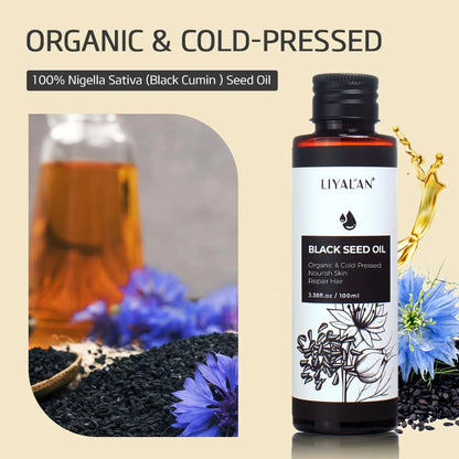 100ml Black Cumin Seed Oil For Hair Growth Thicken Hair Cold Pressed Liquid Nourish Nail Skin Anti-oxidant Body Massage RELUX.STORE