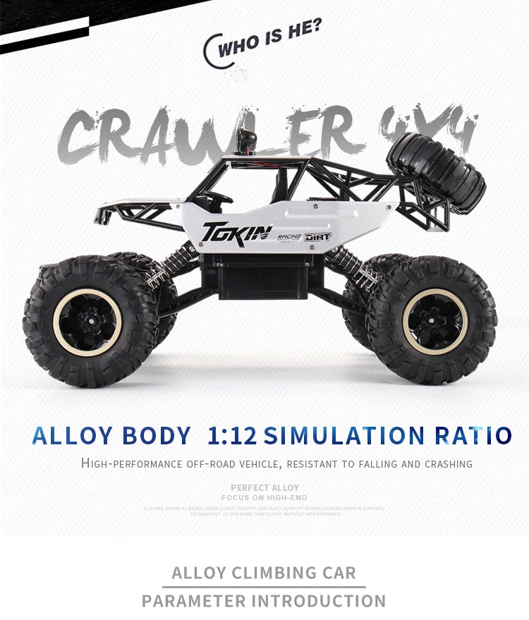 RC Cars Remote Control Car 1:12/16 Off Road Truck Metal Shell LED Headlights Offroad Monster RC Trucks 4WD All Terrain Toys Kids