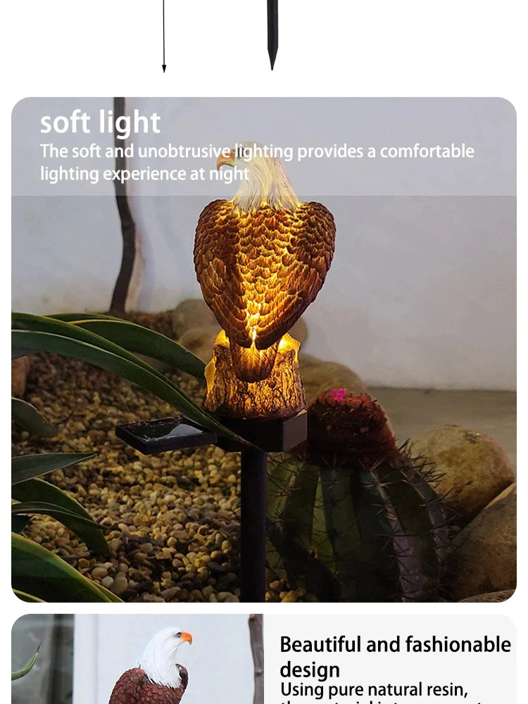 Solar Resin Eagle Lawn Lamp - Outdoor LED Ground Light, Patio & Garden Decorative Lamp