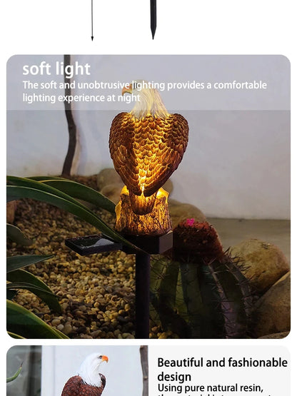 Solar Resin Eagle Lawn Lamp - Outdoor LED Ground Light, Patio & Garden Decorative Lamp