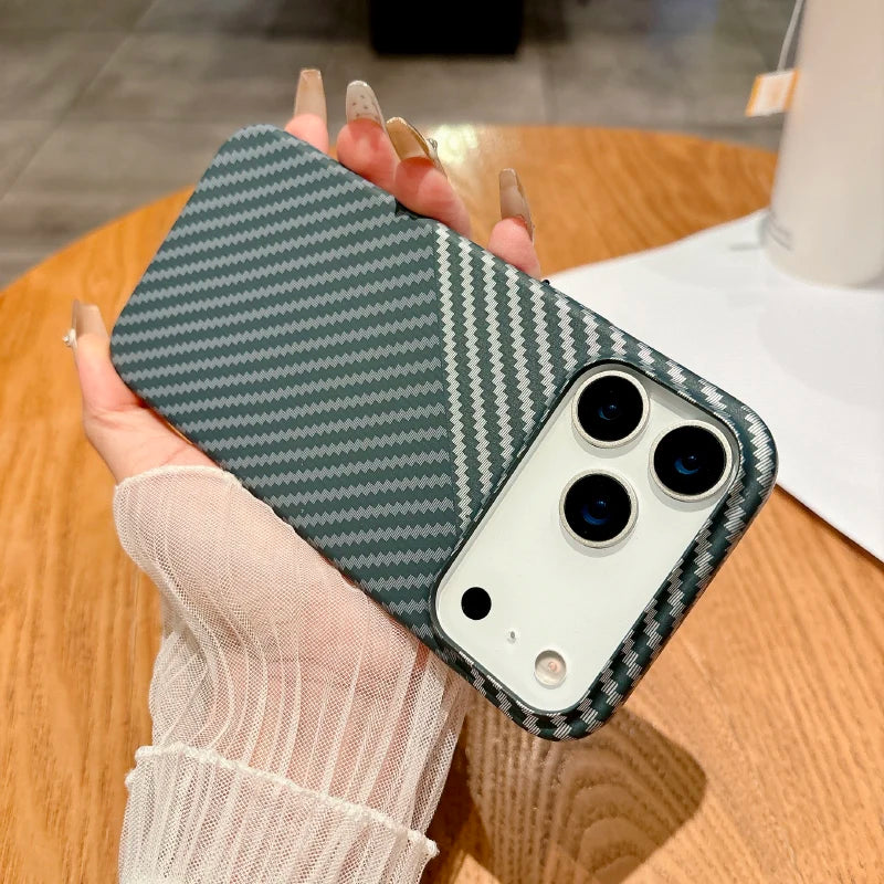 For Magsafe Magnetic Wireless Charging Luxury Solid Color Carbon Fiber Phone Case For iPhone 17 Pro Max Air Bumper Back Cover RELUX.STORE