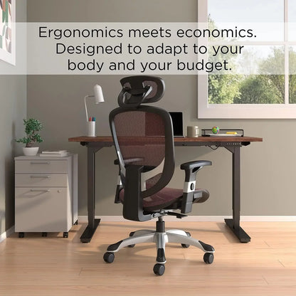 Perfect for Home & Office, Ergonomic Swivel Task Chair, Adjustable with Breathable Mesh & Lumbar Support, Maroon