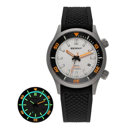 BERNY Automatic Titanium Diver Watch for Men Supper Luminous Sappire AR coated Miyota 8215 20ATM Mechanical Diving Men's Watches