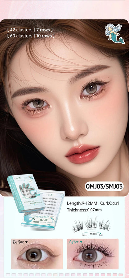 Yelix Self-adhesive Glue Free False Eyelashes Reusable DIY Segmented DIY Lashes Clusters No Glue Needed Natural Soft Lashes RELUX.STORE