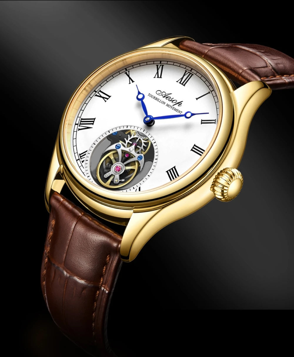Aesop Real Flying Tourbillon Movement Mechanical Watches Luxury Watch for Men Skeleton Tourbillon Watch Sapphire Official StoreS