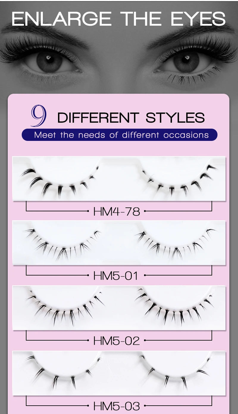 10Pairs Bottom Eyelashes Manga Lower Lashes Clear Band Wispy Small Flame Under Eye Lashes Korean Makeup Cosplay Tools RELUX.STORE