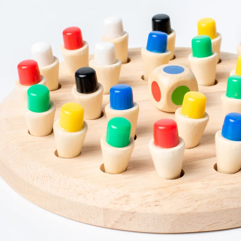 Wooden Memory Match Stick Chess Color Game Board Puzzles Montessori Educational Toy Cognitive Ability Learning Toys For Children RELUX.STORE