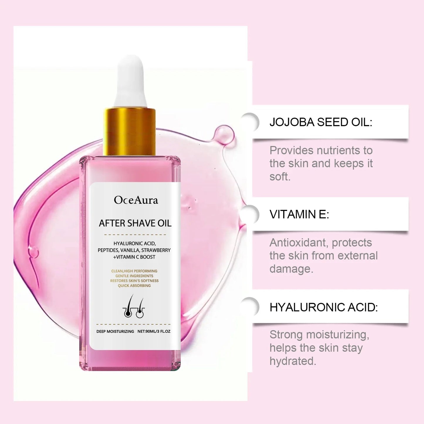 Strawberry Vanilla After Shave Oil Women For Smooth Skin Soft Serve After Shave Oil Shave Oil Prevent Ingrown Hairs & Dryness RELUX.STORE