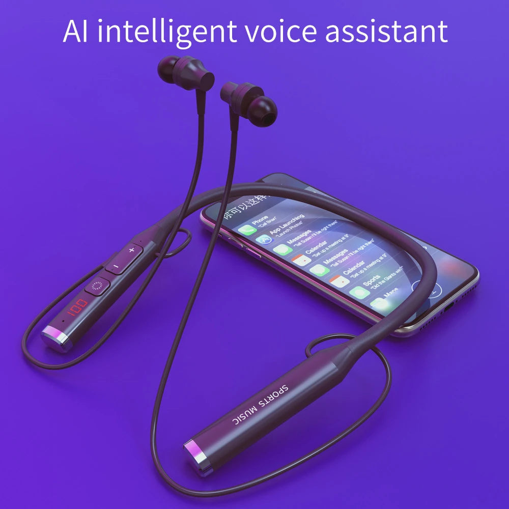 Wireless Headset Bluetooth 5.0 Earphone HiFi 9D Stereo Neck-Hanging Sport Headphone Support Bluetooth TF Card FM Audio Playback RELUX.STORE