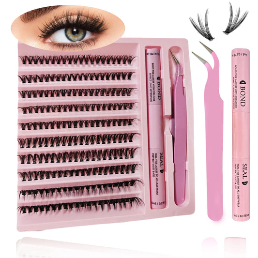 DIY Lashes Extension Kit Lash Bond and Seal Remover Eyelashes 200 PCS Clusters Makeup Tools for Gluing Lashes Gluing Glue RELUX.STORE