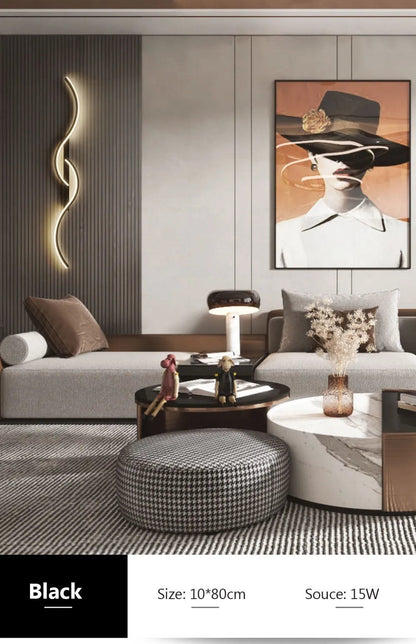 Modern LED Wall Lamp Minimalist Led Light Bedroom Bedside Long Strip Wall Sconces Living Room Sofa Home Indoor Lighting Fixture RELUX.STORE