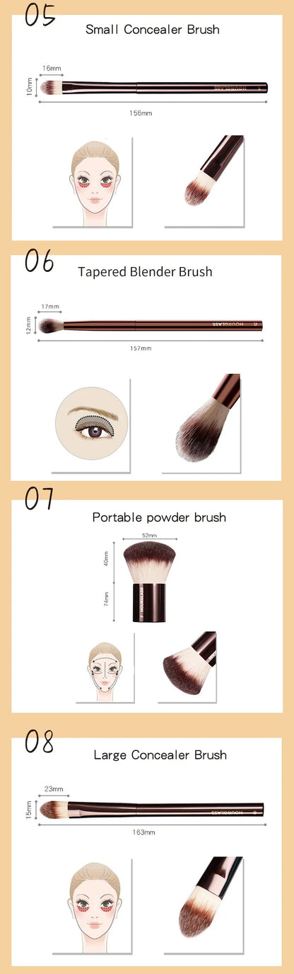 Hourglass Makeup Brushes Powder Foundation Concealer Blusher Bronzer Eye Shadow Eyebrow Eyeliner Sculpting Brush RELUX.STORE