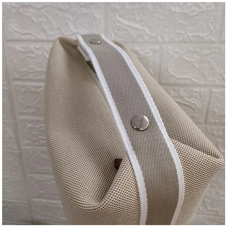 2024 New Large Capacity Canva Makeup Bag Soft Texture Fashionable Women's Shoulder Bag Color Blocking Handbag From China RELUX.STORE