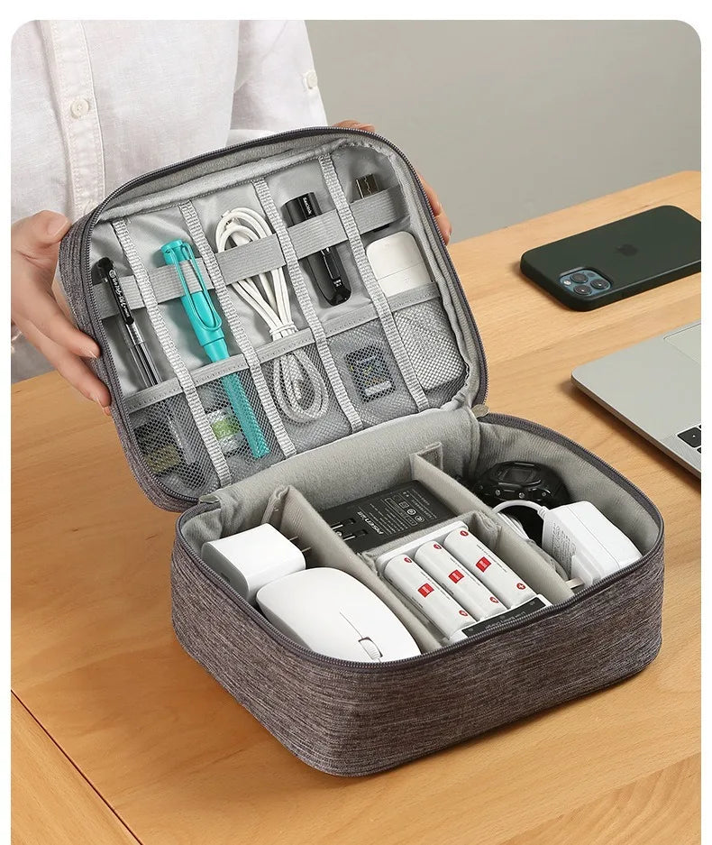 Handheld Digital Bag Multifunctional Large Capacity Moistureproof Mesh Earphone Charger Data Cable USB Travel Protective Case1PC